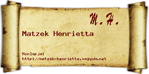Matzek Henrietta névjegykártya